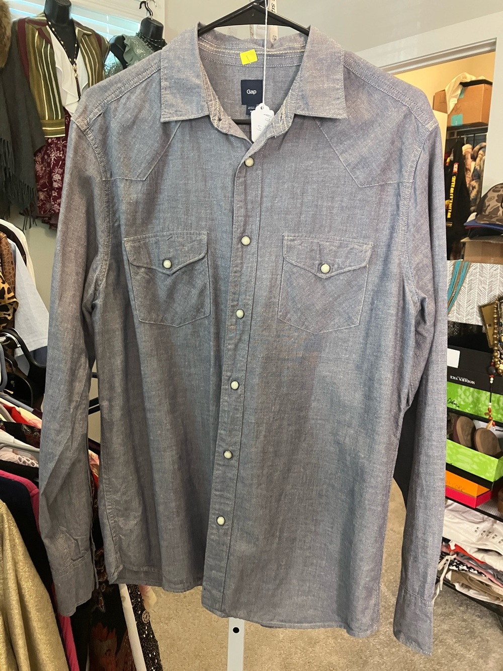 GAP Women's Chambray Button-Down Shirt - Blue